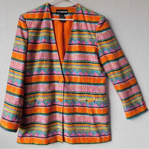 Diane Gilman multi-color lightweight 100% silk jacket, size 14
